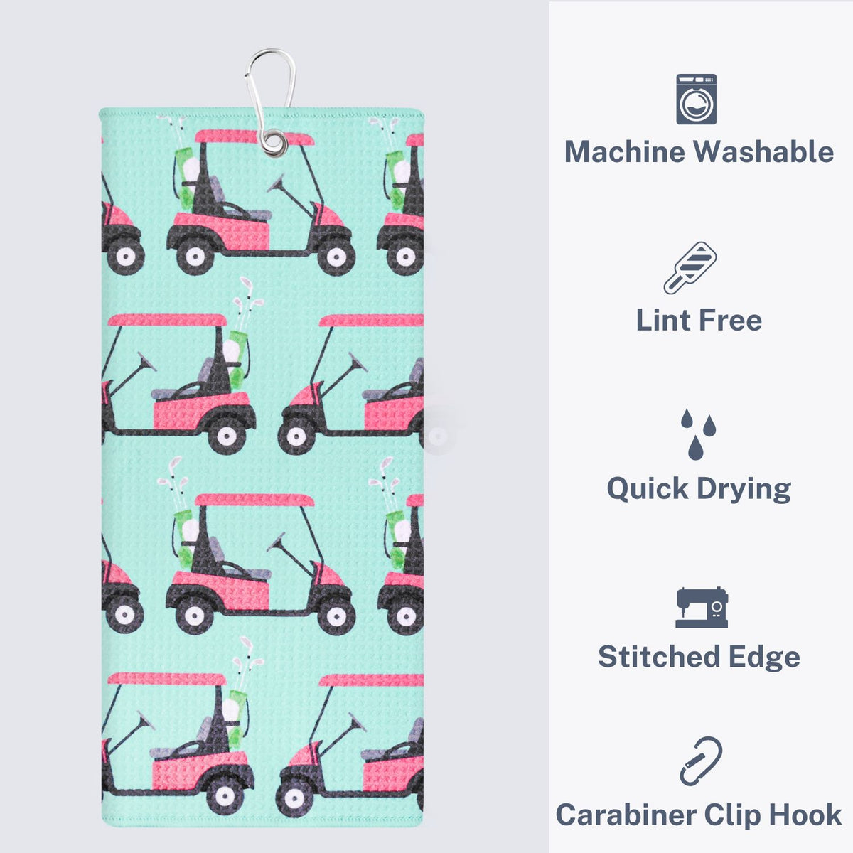 Golf Cart Print Premium Set of 2 Microfiber Golf Towel – Playing