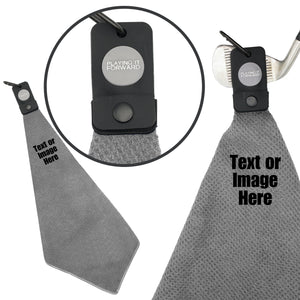 Custom Magnetic Waffle Weave Microfiber Golf Towel with Clip - Gray