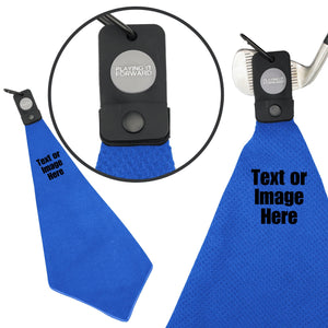 Custom Magnetic Waffle Weave Microfiber Golf Towel with Clip - Blue