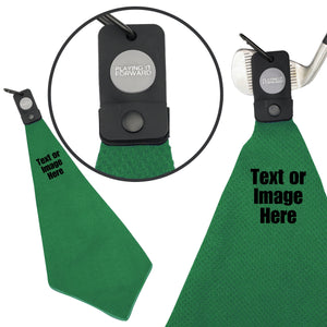 Custom Magnetic Waffle Weave Microfiber Golf Towel with Clip - Green