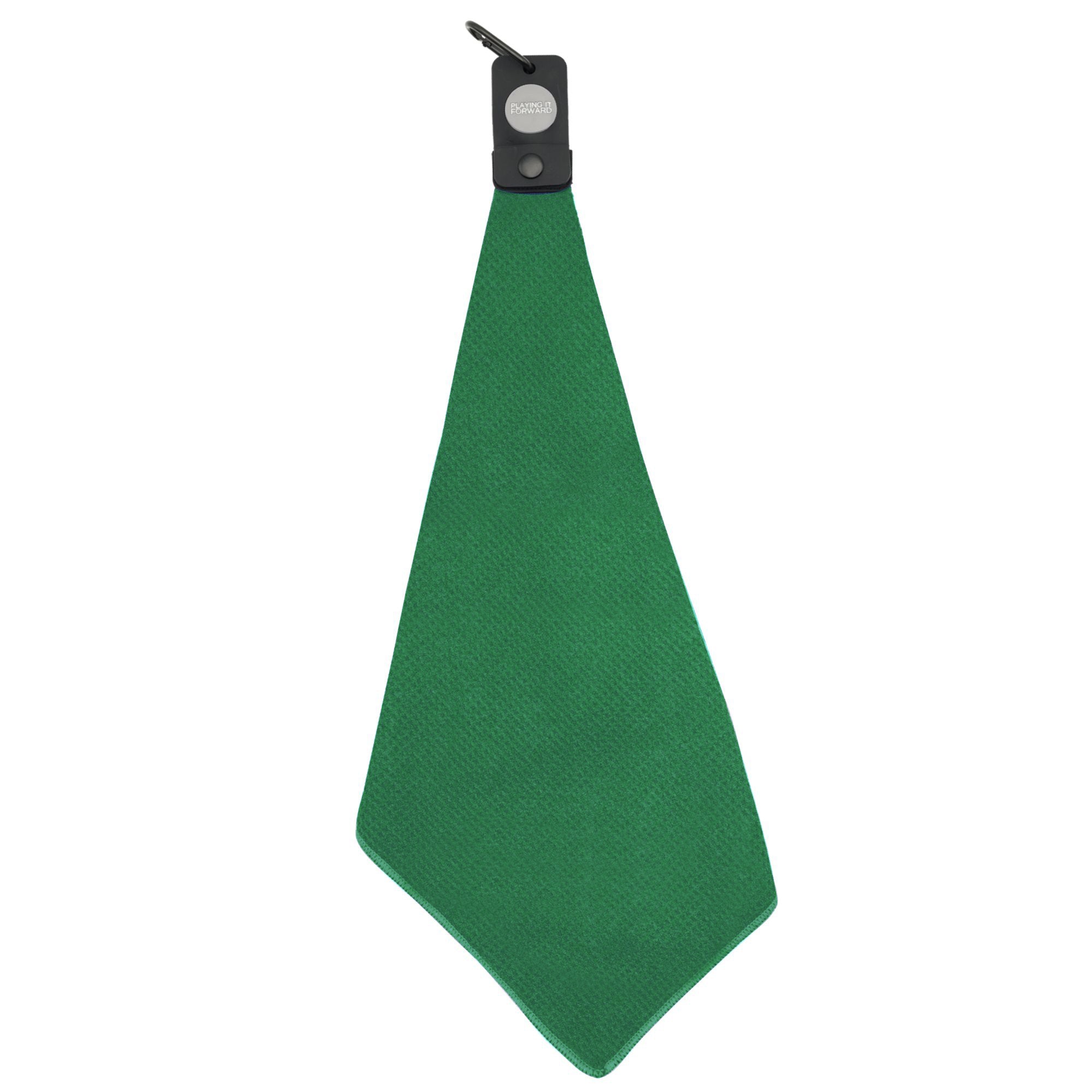 Magnetic Waffle Weave Microfiber Golf Towel with Clip Green