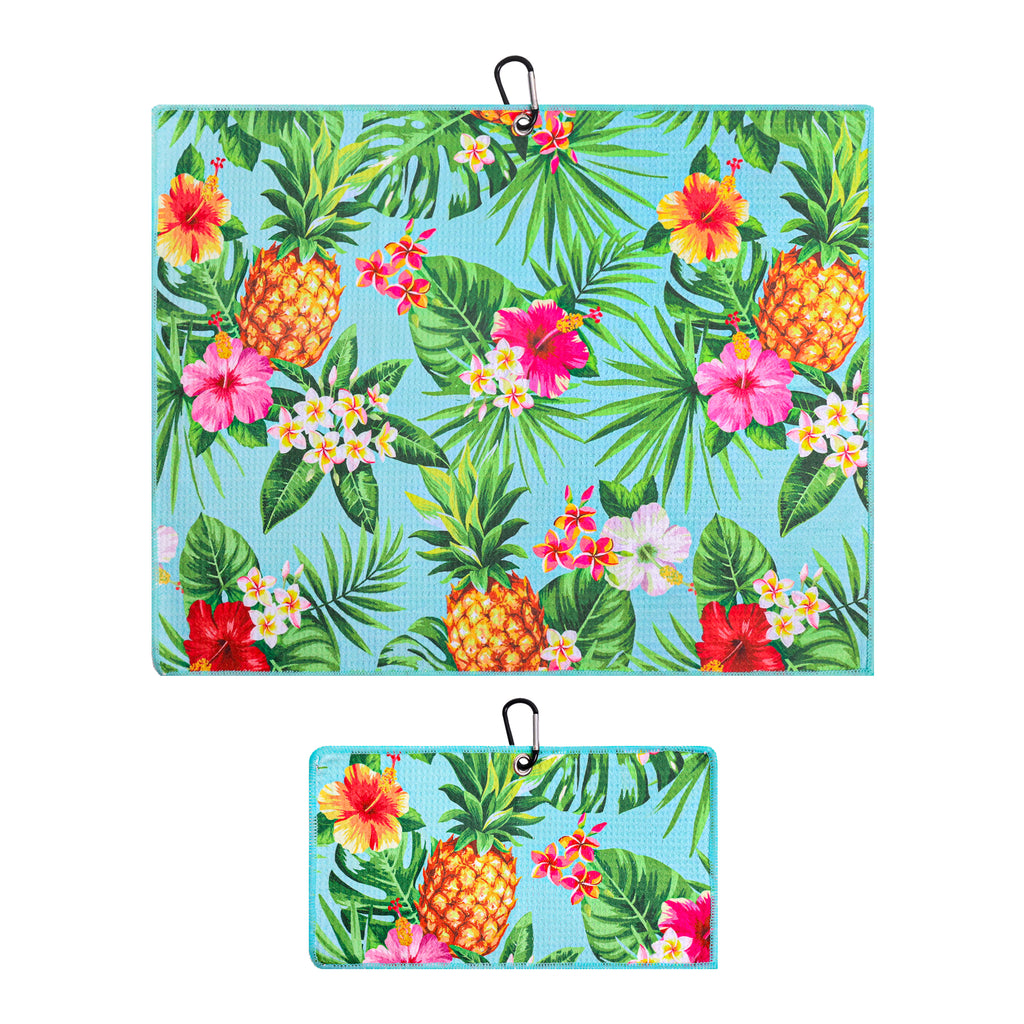 Pineapple Tropics Print Premium Set of 2 Microfiber Golf Towel