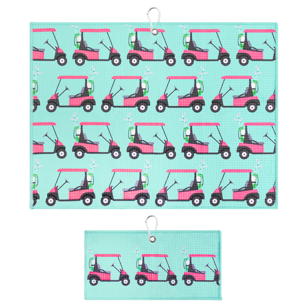 Golf Cart Print Premium Set of 2 Microfiber Golf Towel