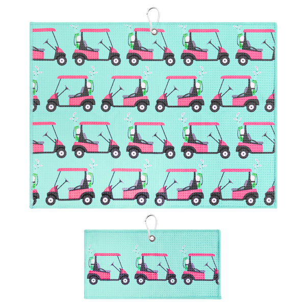 Golf Cart Print Premium Set of 2 Microfiber Golf Towel – Playing