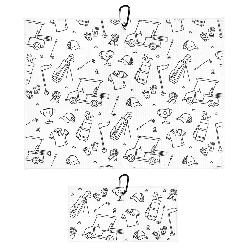 Golf Doodles Print Premium Set of 2 Microfiber Golf Towel