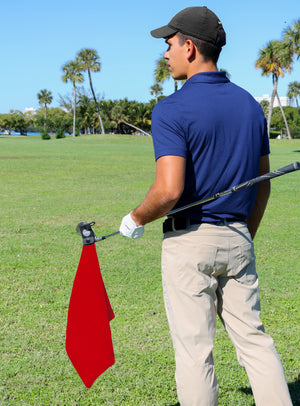 Magnetic Waffle Weave Microfiber Golf Towel with Clip Red