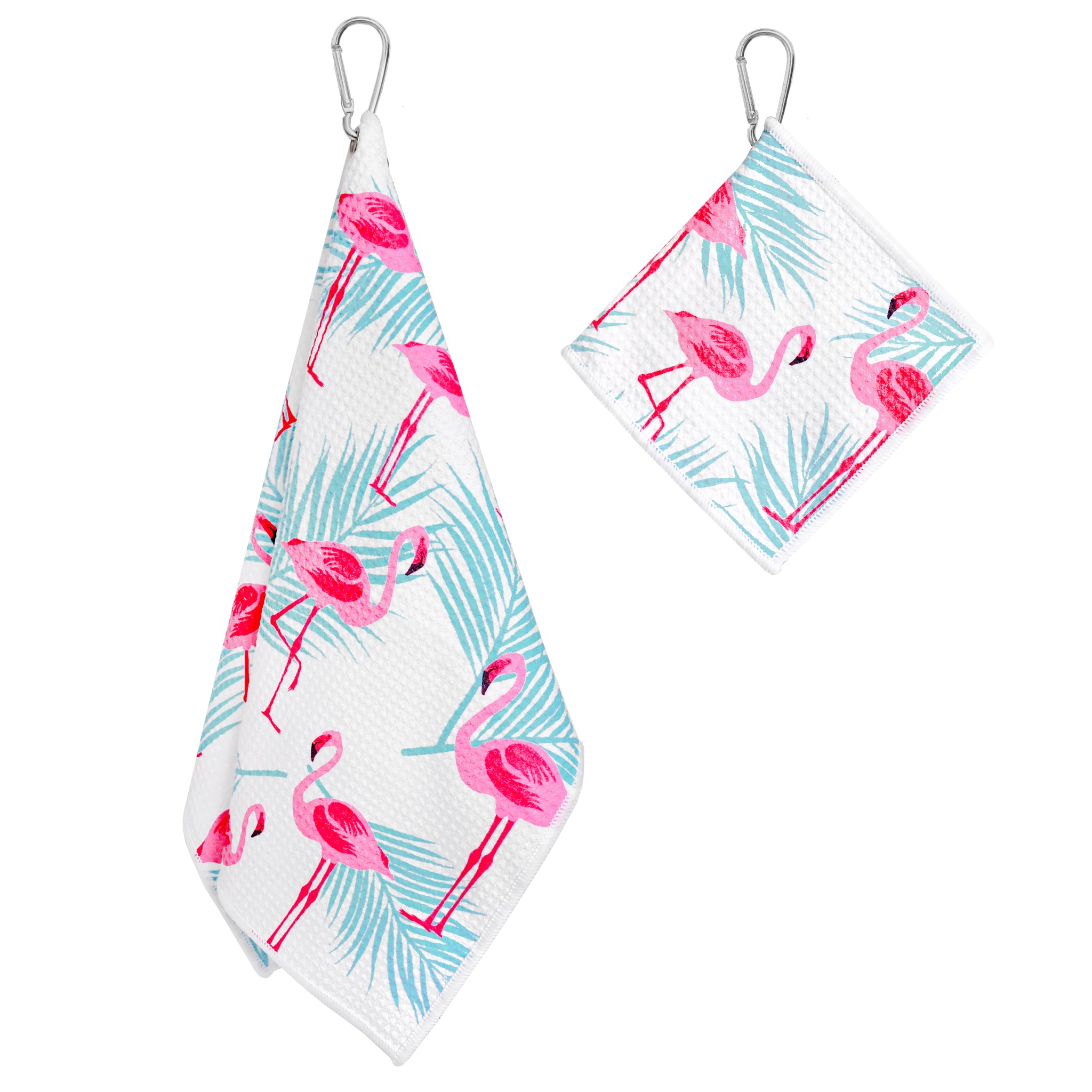 Flamingo Tropics Print Premium Set of 2 Microfiber Golf Towel