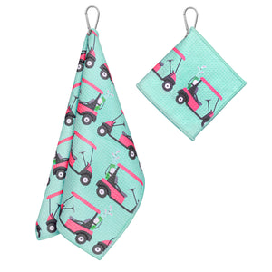 Golf Cart Print Premium Set of 2 Microfiber Golf Towel