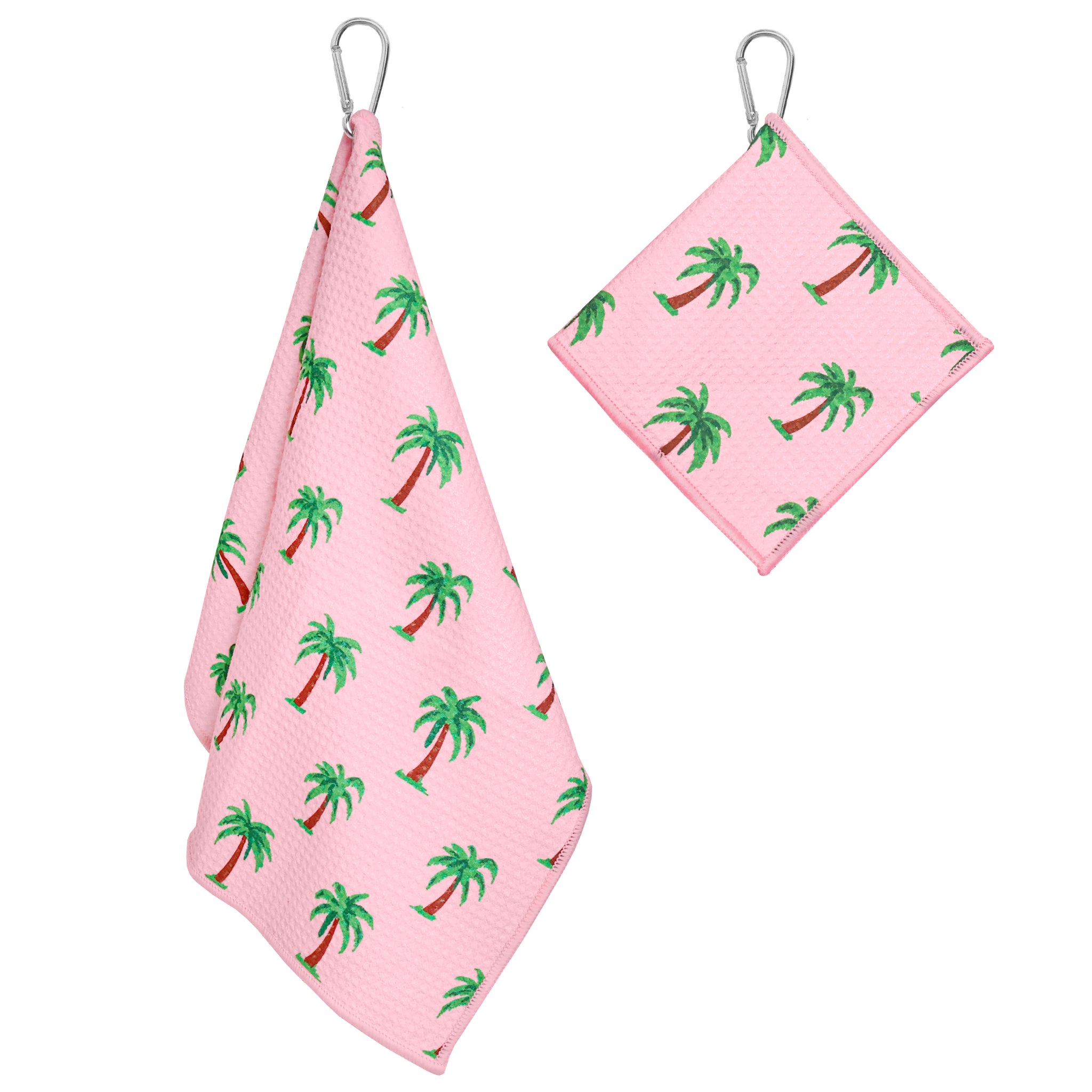 Pink Palm Trees Print Premium Set of 2 Microfiber Golf Towel