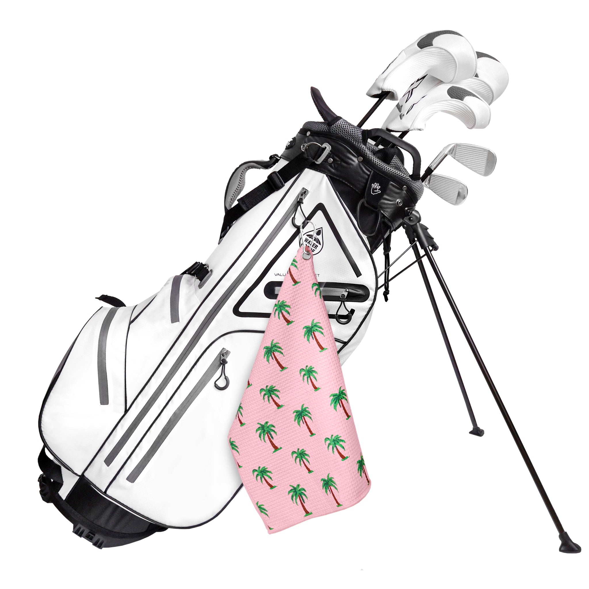 Pink Palm Trees Print Premium Set of 2 Microfiber Golf Towel