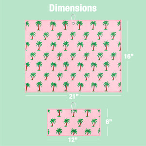 Pink Palm Trees Print Premium Set of 2 Microfiber Golf Towel