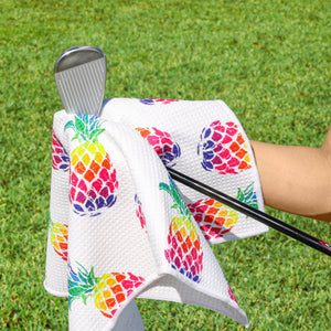 Aloha Pineapple Print Premium Set of 2 Microfiber Golf Towel