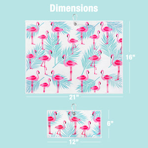 Flamingo Tropics Print Premium Set of 2 Microfiber Golf Towel