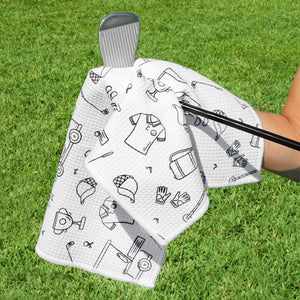 Golf Doodles Print Premium Set of 2 Microfiber Golf Towel