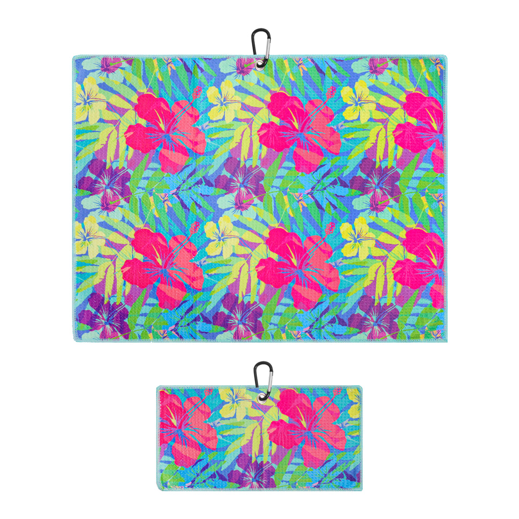 Bright Tropical Print Premium Set of 2 Microfiber Golf Towel