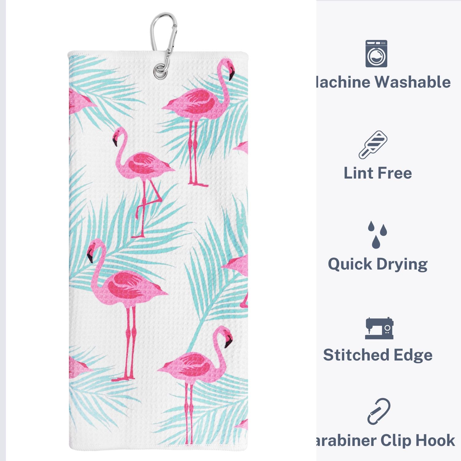 Flamingo Tropics Print Premium Set of 2 Microfiber Golf Towel