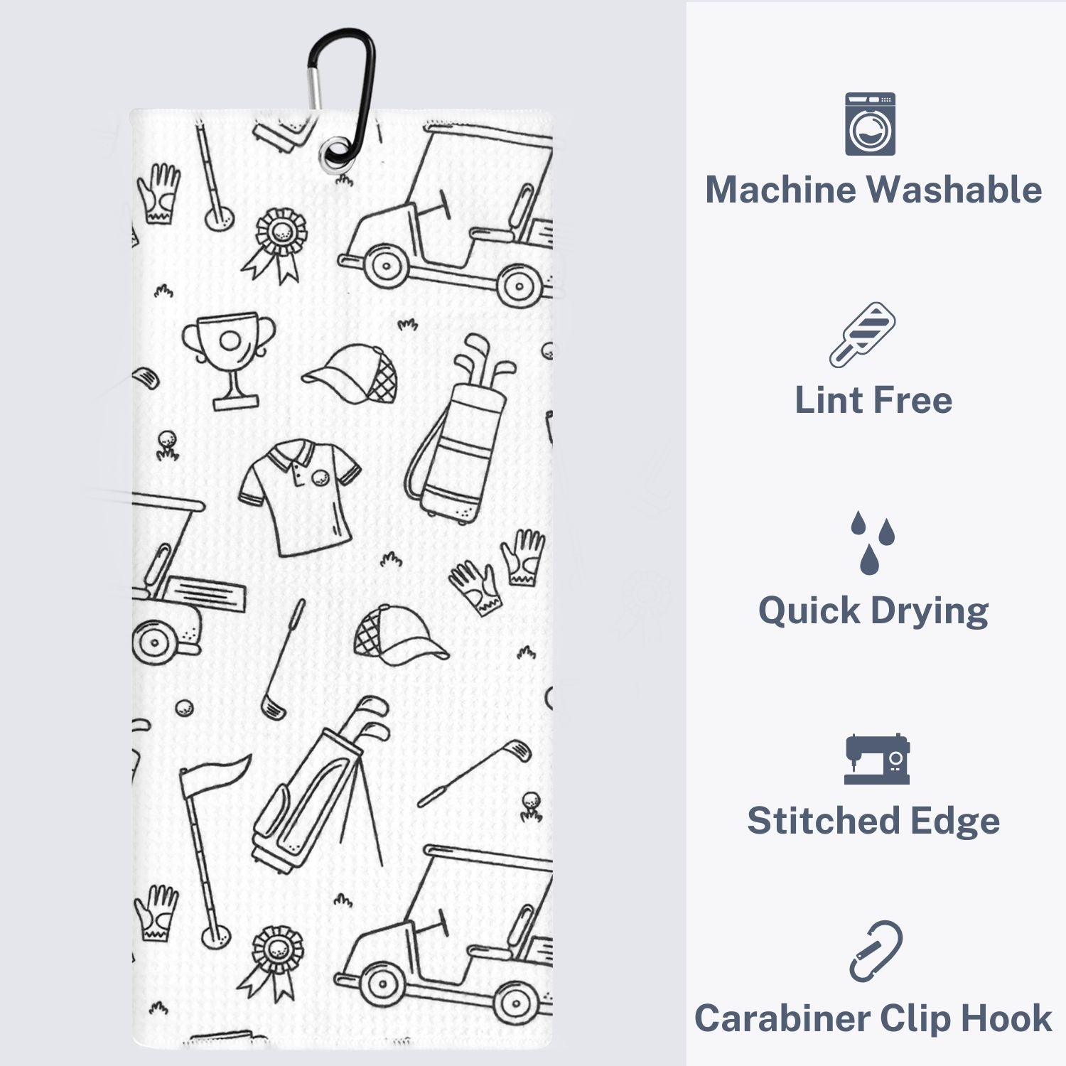 Golf Doodles Print Premium Set of 2 Microfiber Golf Towel