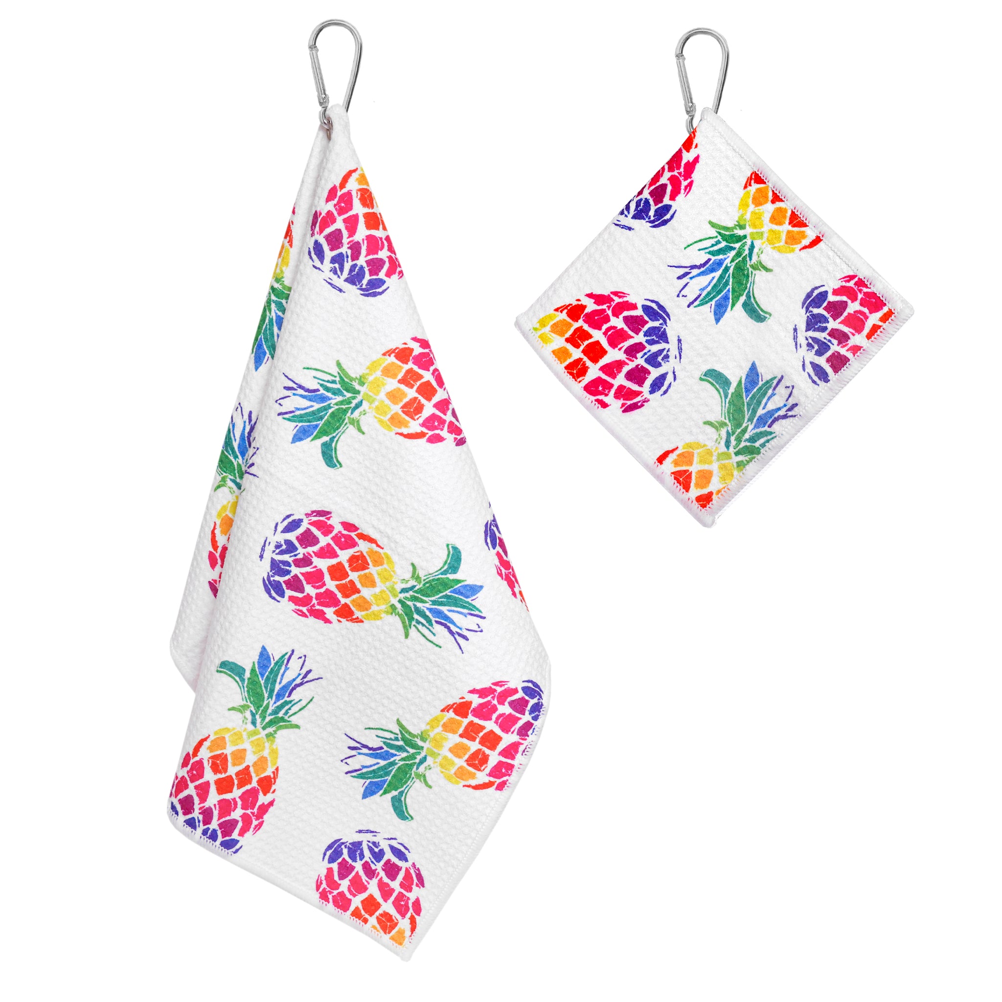 Aloha Pineapple Print Premium Set of 2 Microfiber Golf Towel