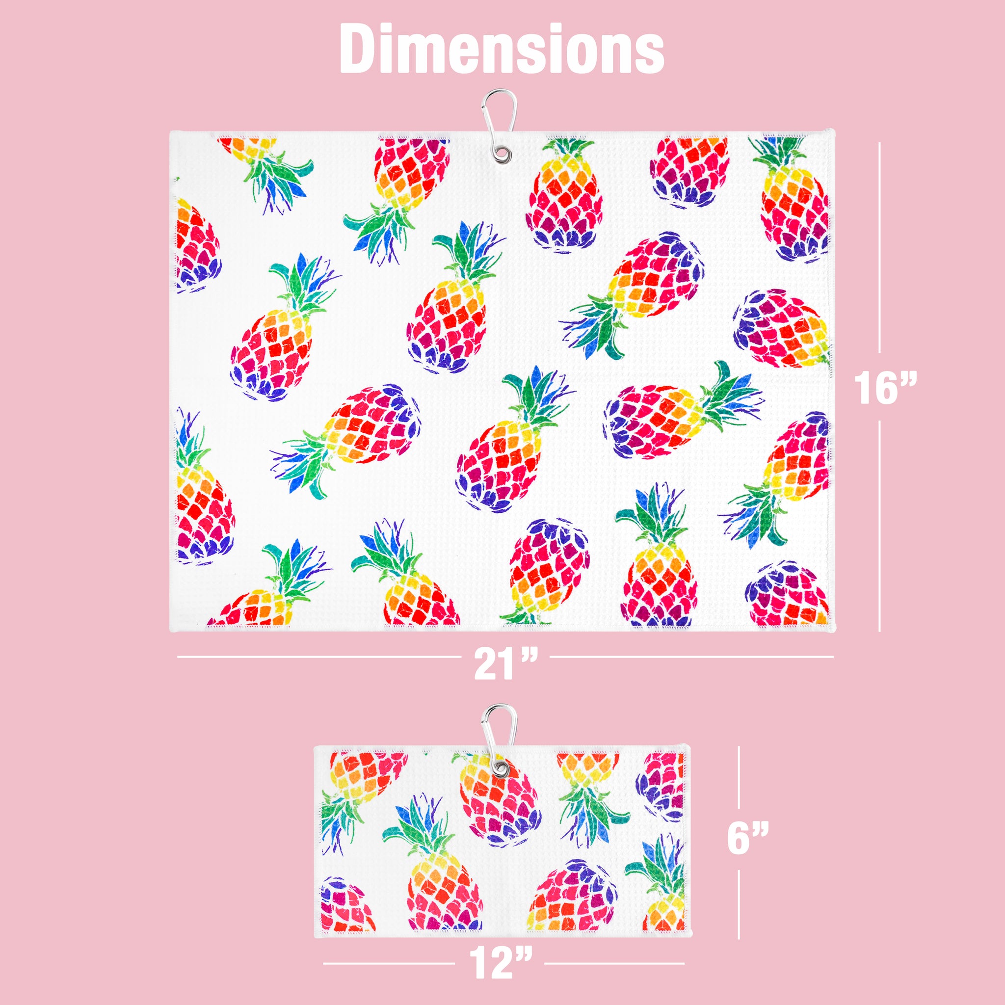 Aloha Pineapple Print Premium Set of 2 Microfiber Golf Towel