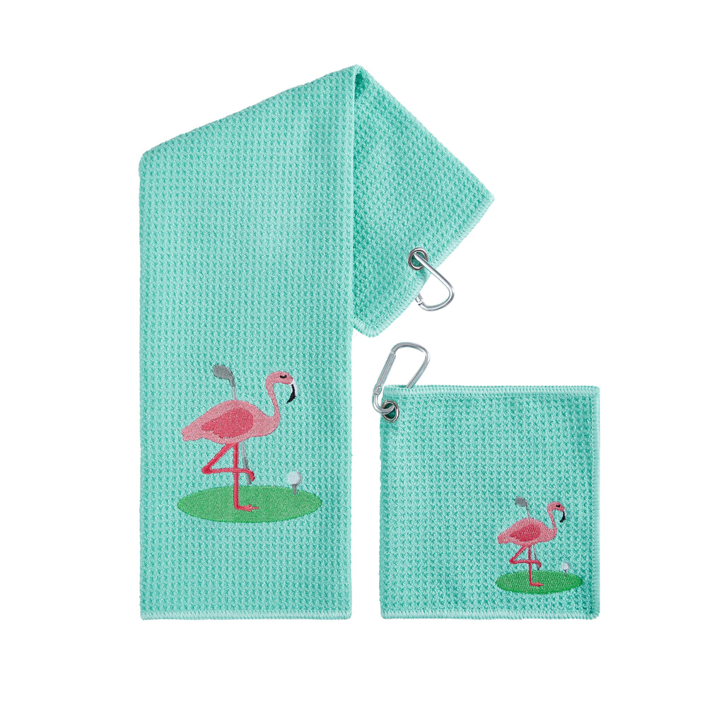 Custom Print Flamingo Logo Grommet Hook Set 3 Microfiber Waffle