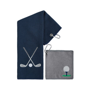 Golf Clubs Navy Premium Embroidered Set of 2 Microfiber Golf Towel