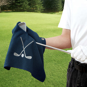 Golf Clubs Navy Premium Embroidered Set of 2 Microfiber Golf Towel