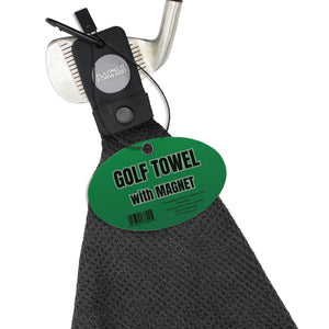 Magnetic Waffle Weave Microfiber Golf Towel with Clip Black