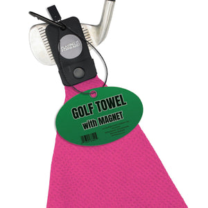 Magnetic Waffle Weave Microfiber Golf Towel with Clip Pink