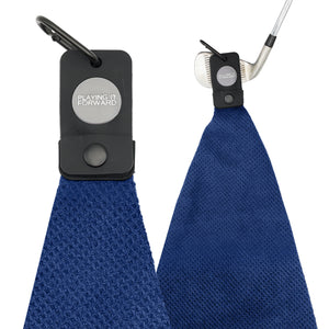 Magnetic Waffle Weave Microfiber Golf Towel with Clip Navy