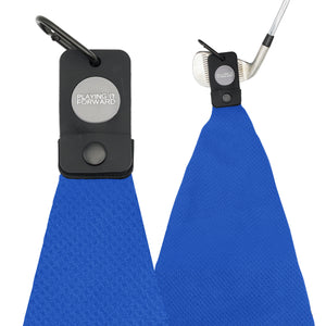 Magnetic Waffle Weave Microfiber Golf Towel with Clip Bright Blue