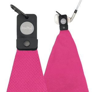 Magnetic Waffle Weave Microfiber Golf Towel with Clip Pink