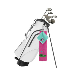 Putting Green Pink Premium Embroidered Set of 2 Microfiber Golf Towel