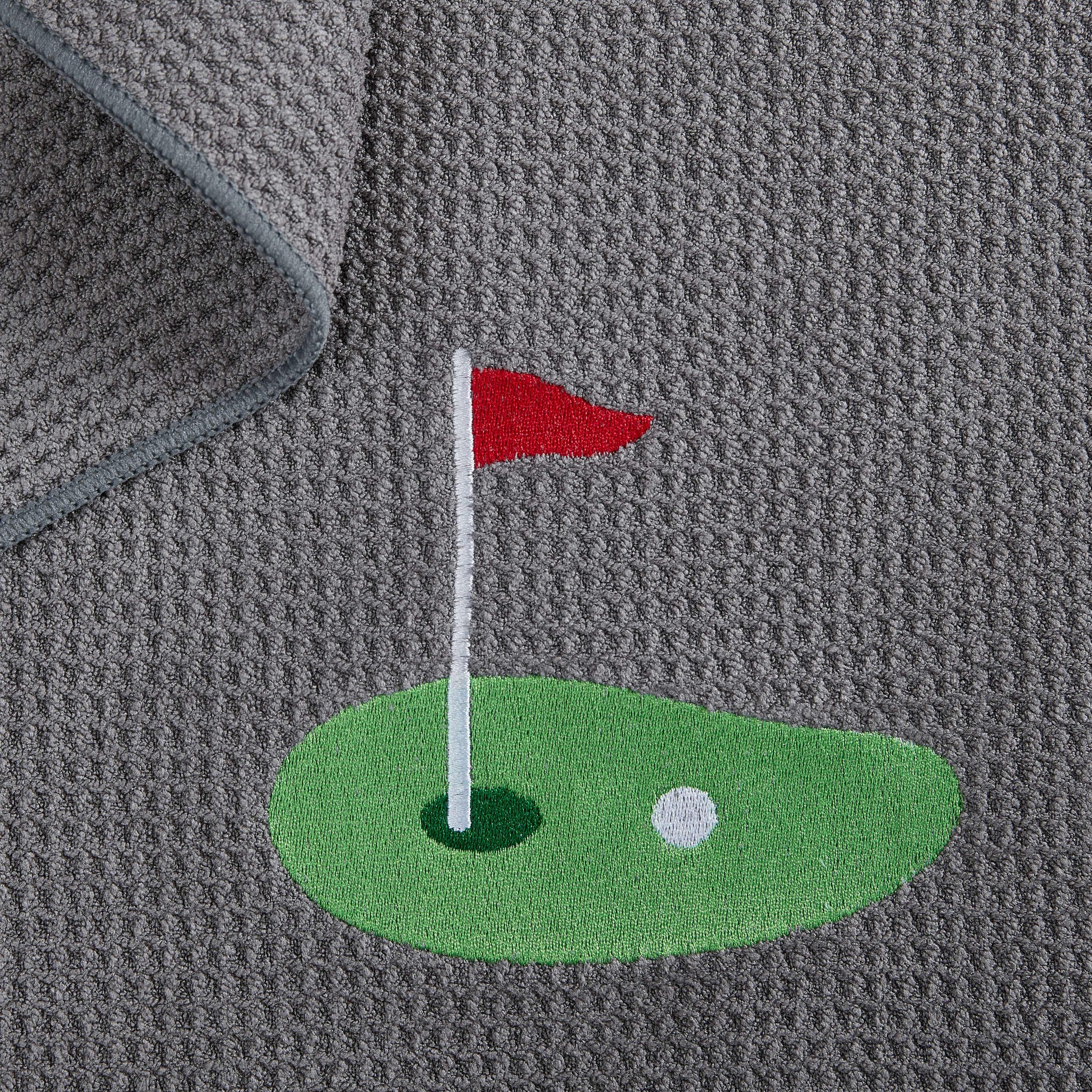 Putting Green Gray Premium Embroidered Set of 2 Microfiber Golf Towel