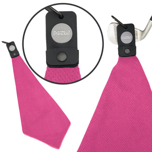 Magnetic Waffle Weave Microfiber Golf Towel with Clip Pink