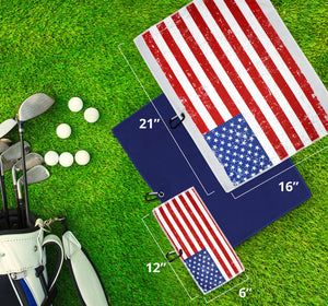 Patriotic USA Flag Premium Set of 3 Microfiber Golf Towel - Navy