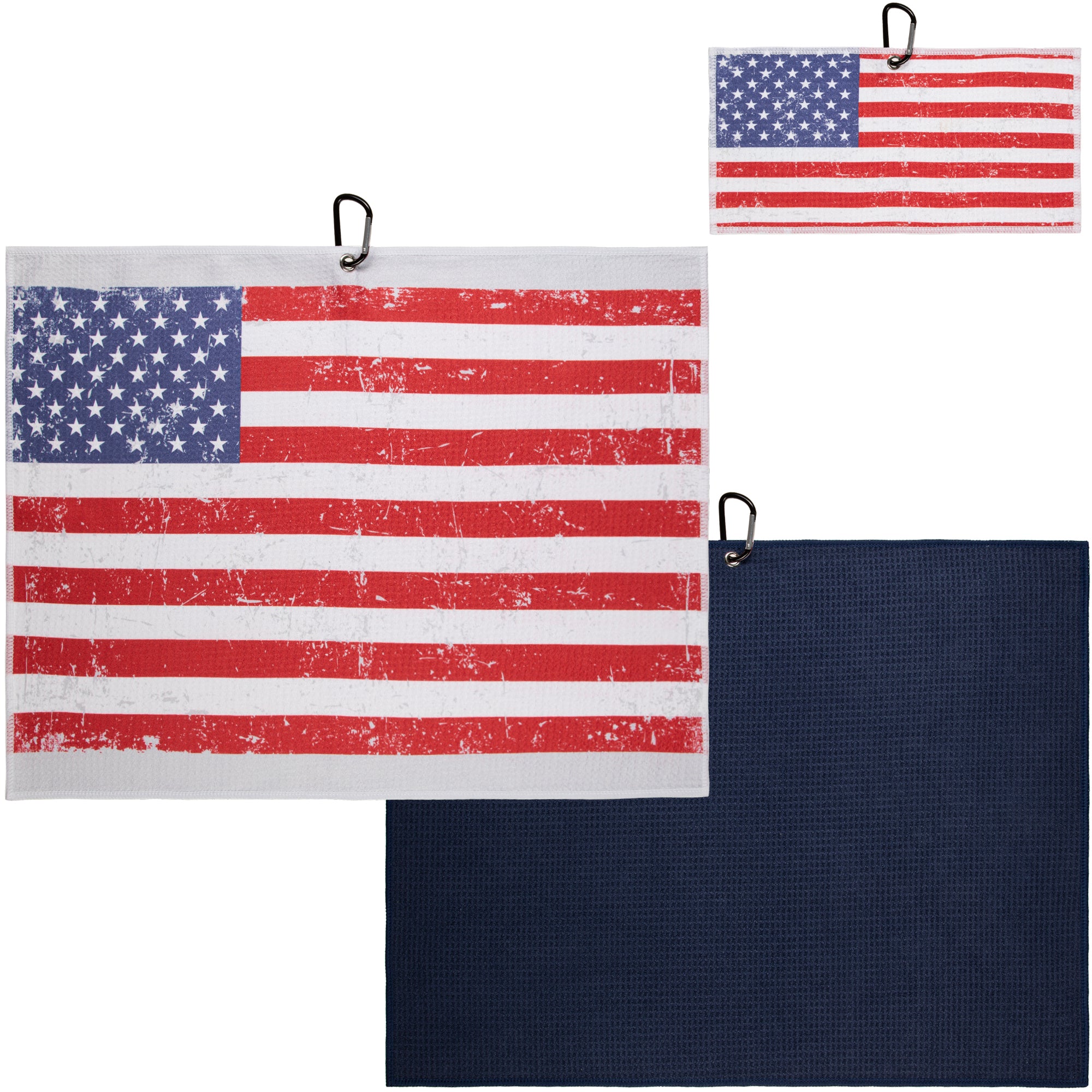 Patriotic USA Flag Premium Set of 3 Microfiber Golf Towel - Navy