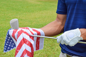 Patriotic USA Flag Premium Set of 3 Microfiber Golf Towel - Navy